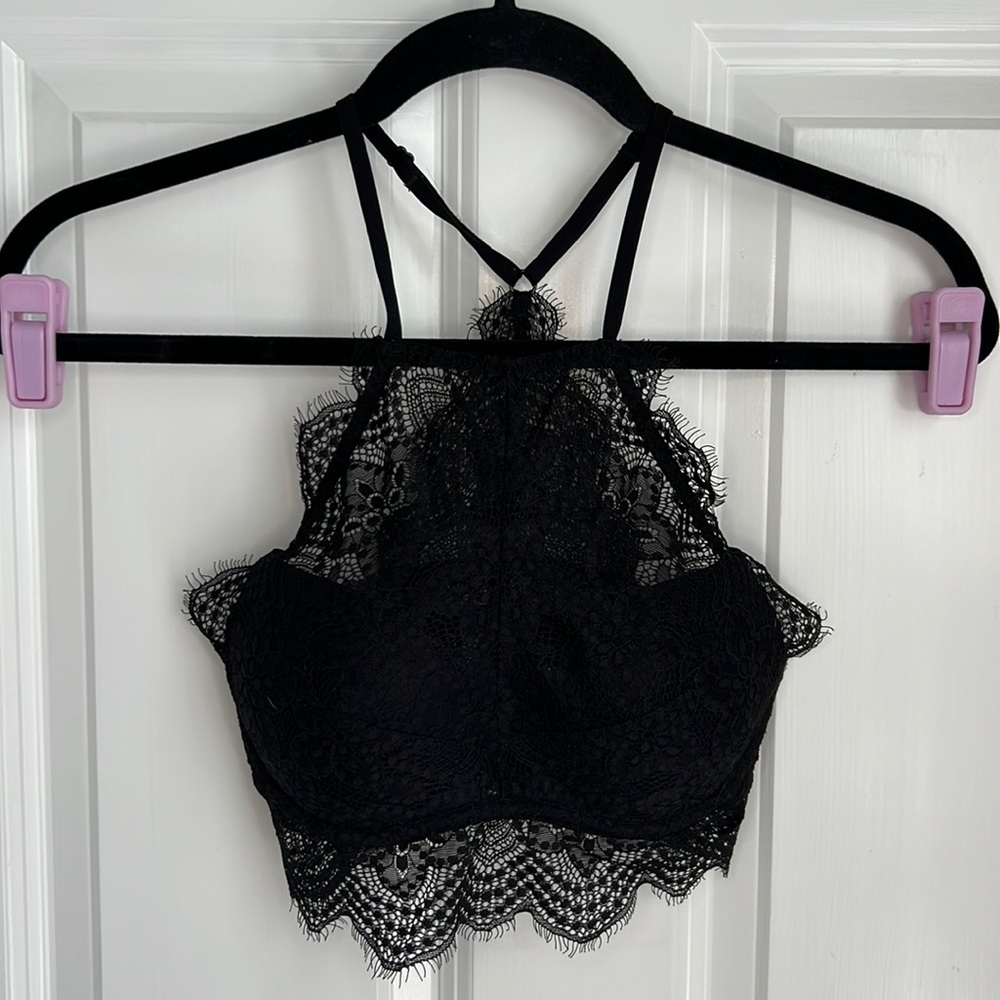 Lace high neck push up bralette